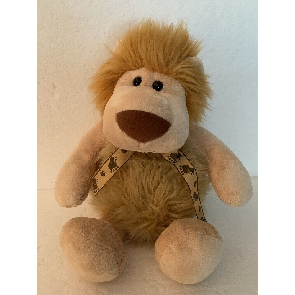 Lion Plush Stuffed Animal Le Rouet Canada Jouet en Peluche Paw Print Ribbon 16"